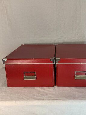 IKEA KVARNVIK Red Storage Boxes with Lids Large Organizer Metal Corner Pair